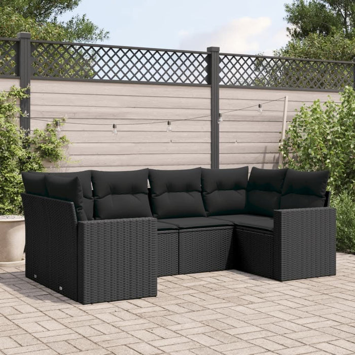 Set mobilier de grădină cu perne, 6 piese, negru, poliratan - WALTI WALTI