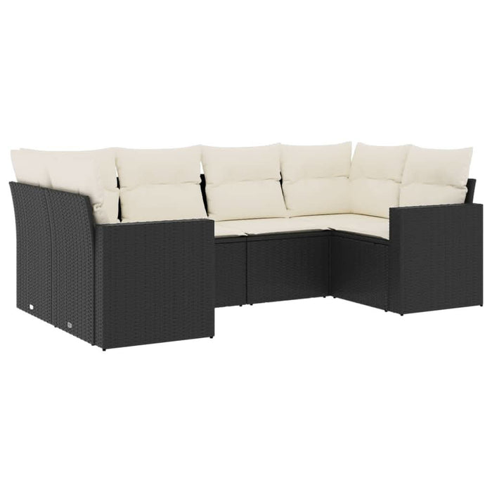 Set mobilier de grădină cu perne, 6 piese, negru, poliratan - WALTI WALTI