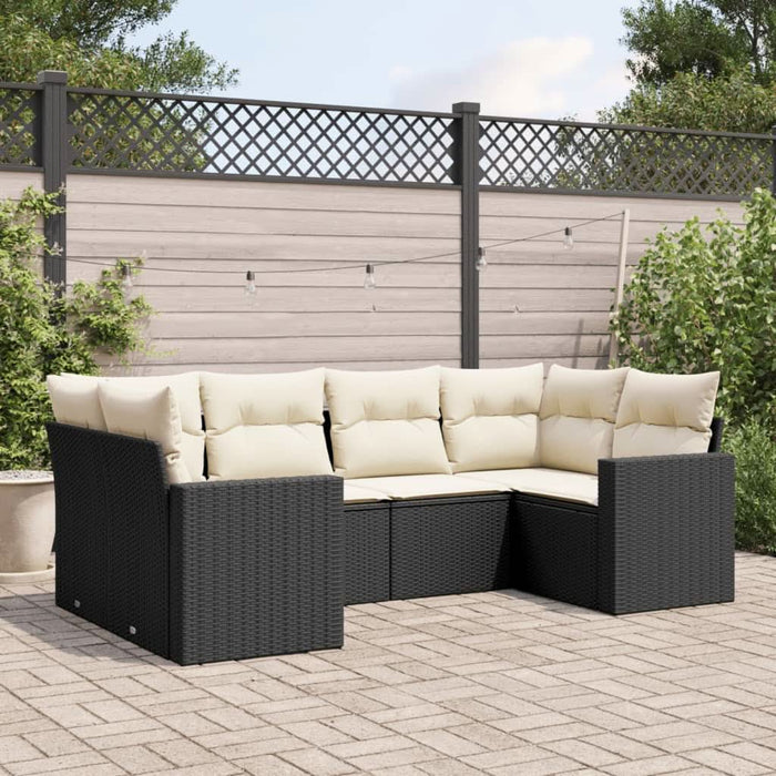 Set mobilier de grădină cu perne, 6 piese, negru, poliratan - WALTI WALTI
