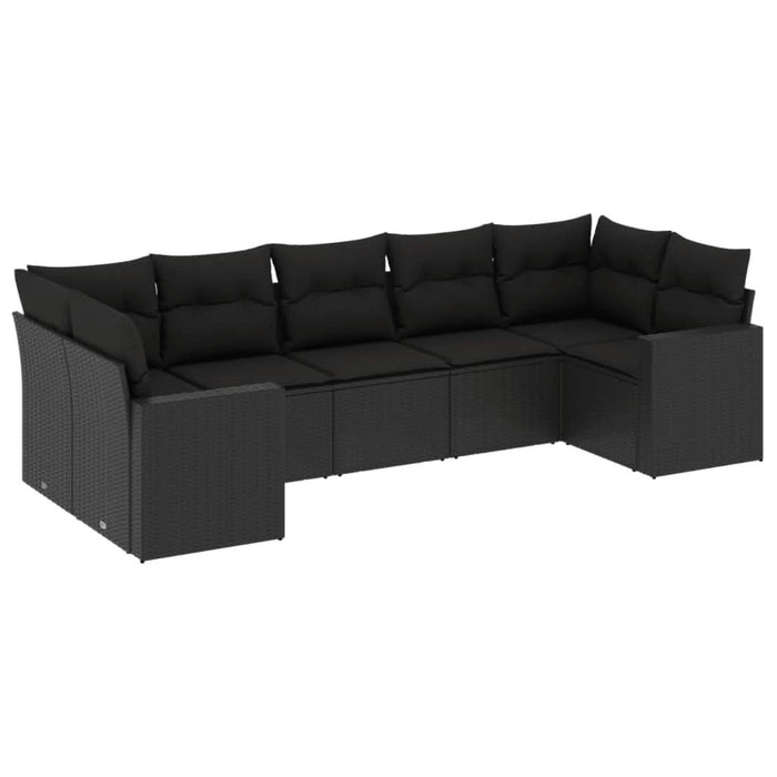 Set canapele de grădină cu perne, 7 piese, negru, poliratan - WALTI WALTI