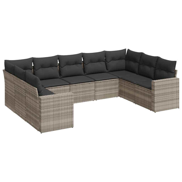 Set canapele de grădină cu perne, 9 piese gri deschis poliratan - WALTI WALTI
