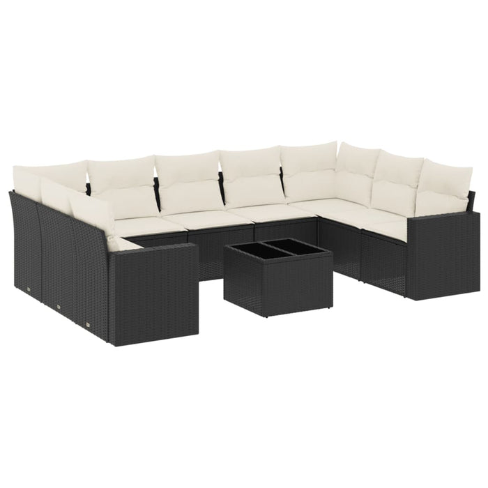 Set canapele de grădină cu perne, 10 piese, negru, poliratan - WALTI WALTI