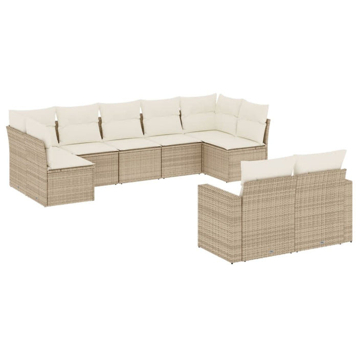 Set canapele de grădină, 9 piese, cu perne, bej, poliratan WALTI