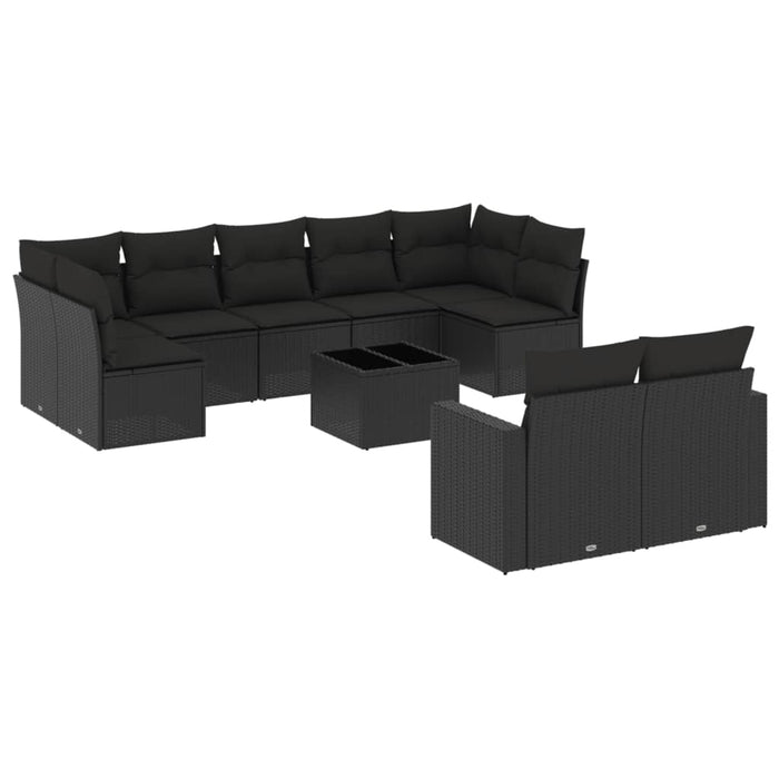 Set canapele de grădină cu perne, 10 piese, negru, poliratan - WALTI WALTI