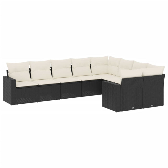 Set mobilier de grădină cu perne, 9 piese, negru, poliratan - WALTI WALTI