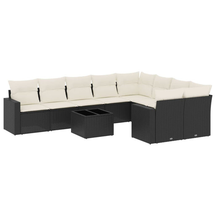 Set canapele de grădină cu perne, 10 piese, negru, poliratan - WALTI WALTI
