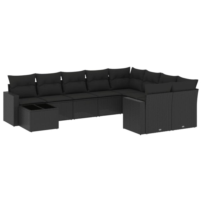 Set canapele de grădină cu perne, 10 piese, negru, poliratan - WALTI WALTI