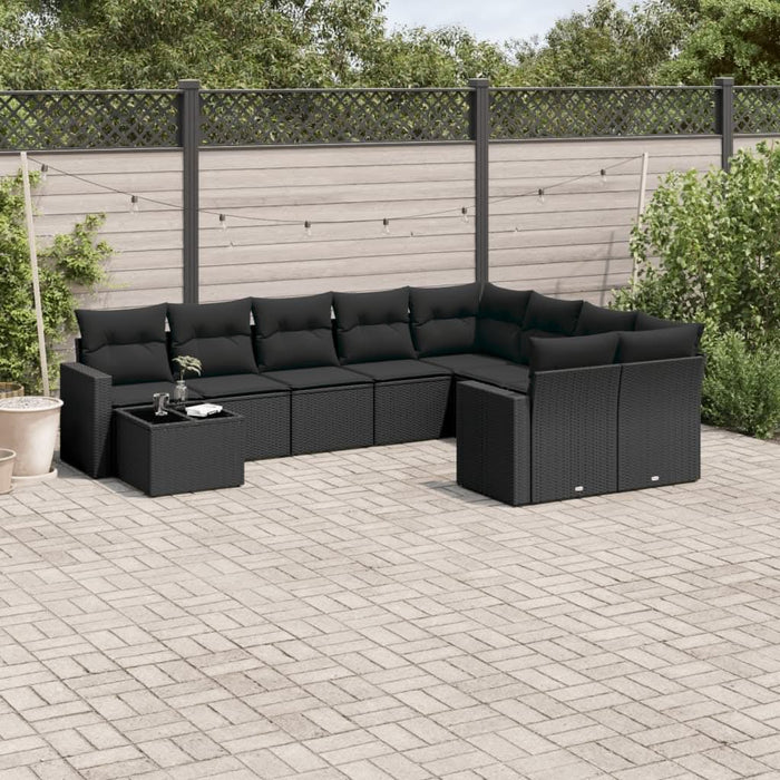 Set canapele de grădină cu perne, 10 piese, negru, poliratan - WALTI WALTI