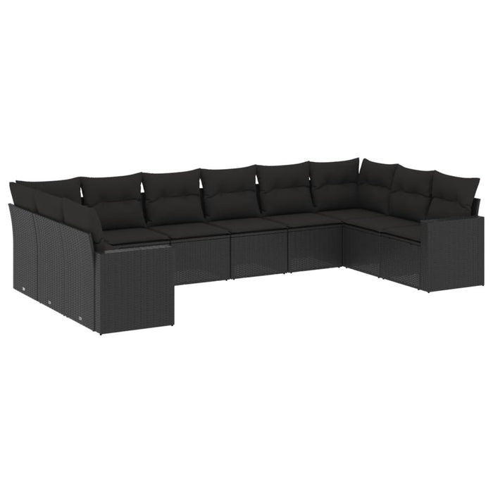 Set canapele de grădină cu perne, 10 piese, negru, poliratan - WALTI WALTI