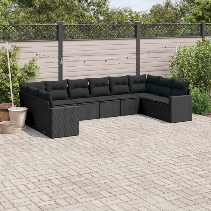 Set canapele de grădină cu perne, 10 piese, negru, poliratan - WALTI WALTI