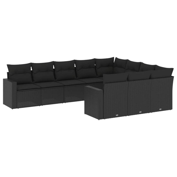 Set canapele de grădină cu perne, 10 piese, negru, poliratan - WALTI WALTI
