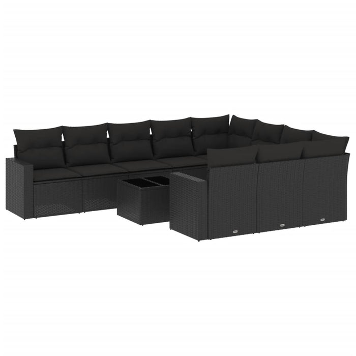 Set canapele de grădină cu perne, 11 piese, negru, poliratan - WALTI WALTI