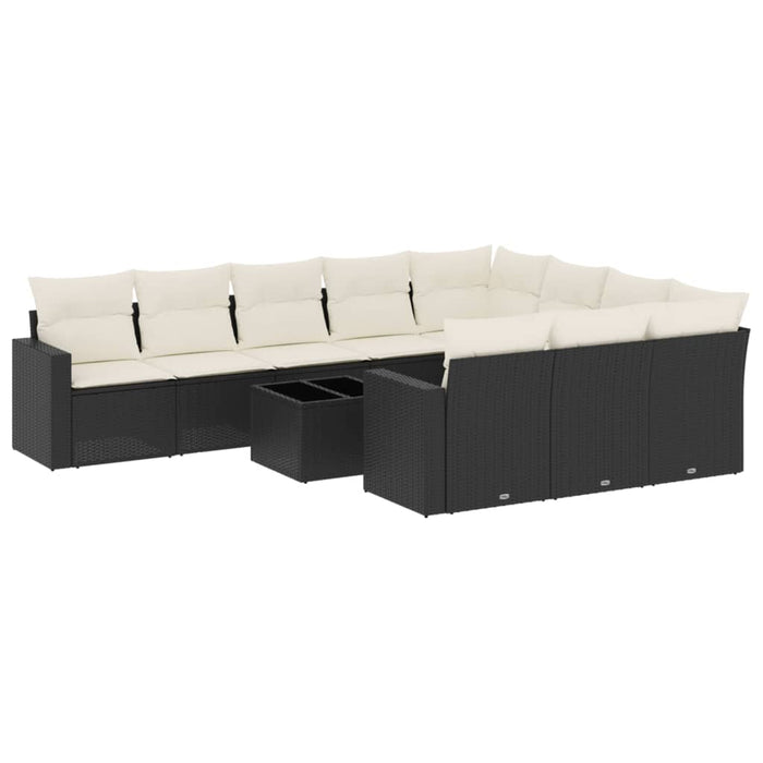 Set canapele de grădină cu perne, 11 piese, negru, poliratan - WALTI WALTI