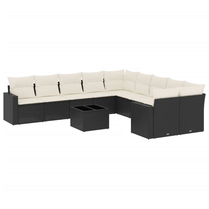 Set canapele de grădină cu perne, 11 piese, negru, poliratan - WALTI WALTI