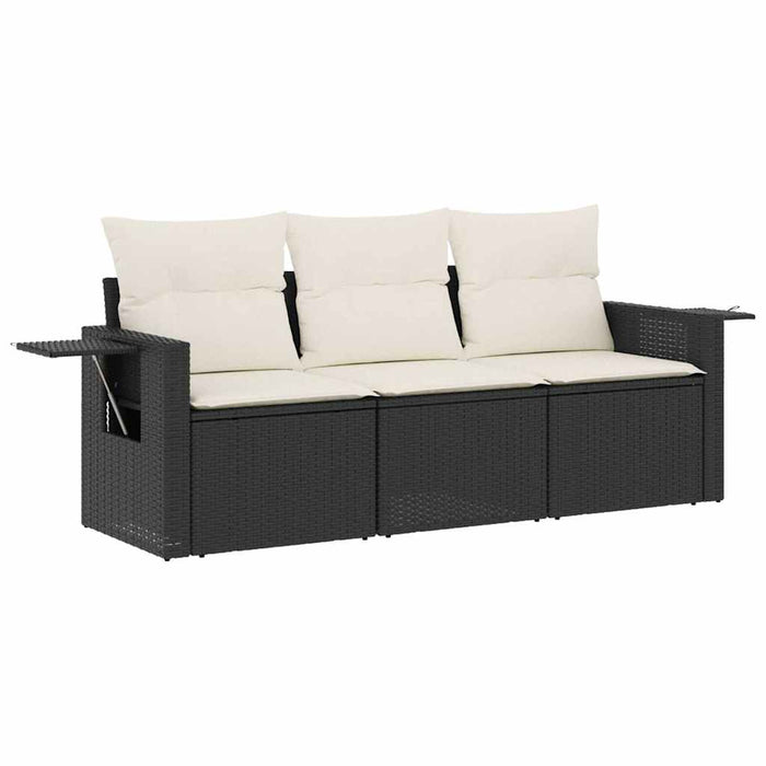 Set mobilier de grădină cu perne, 3 piese, negru, poliratan - WALTI WALTI