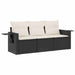 Set mobilier de grădină cu perne, 3 piese, negru, poliratan - WALTI WALTI