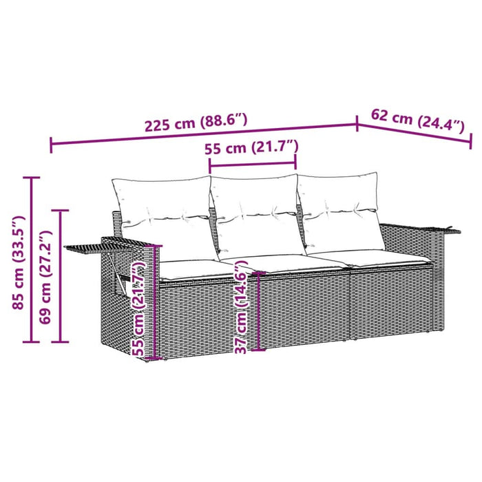 Set canapele de grădină cu perne, 3 piese gri deschis poliratan - WALTI WALTI