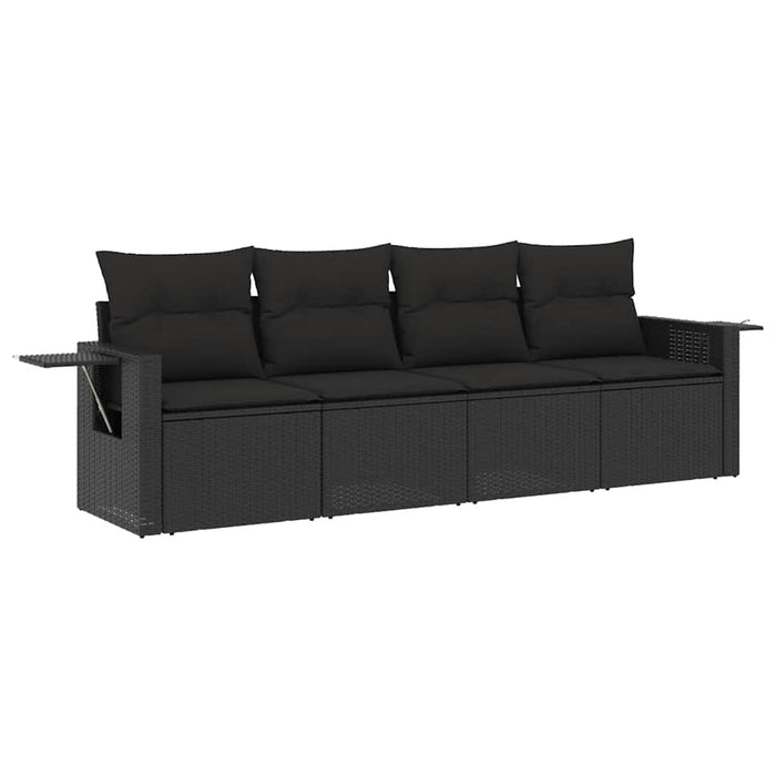 Set mobilier de grădină cu perne, 4 piese, negru, poliratan - WALTI WALTI