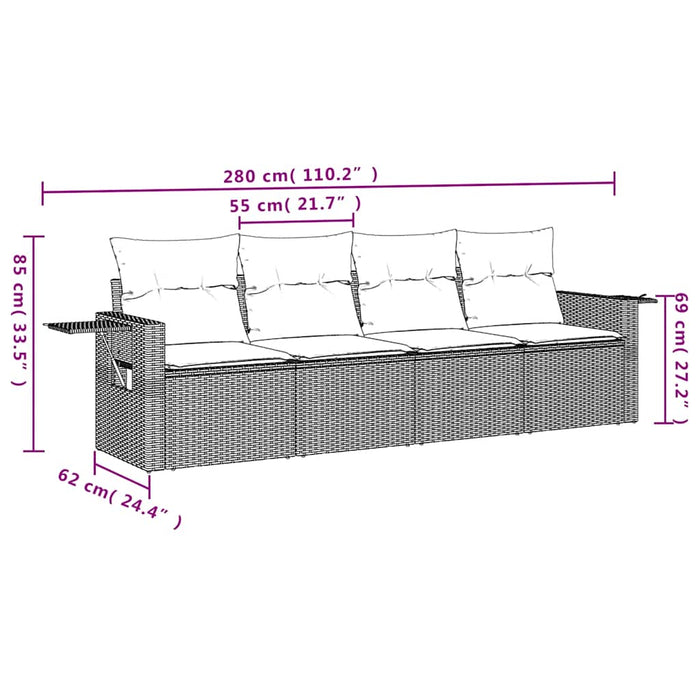 Set mobilier de grădină cu perne, 4 piese, negru, poliratan - WALTI WALTI