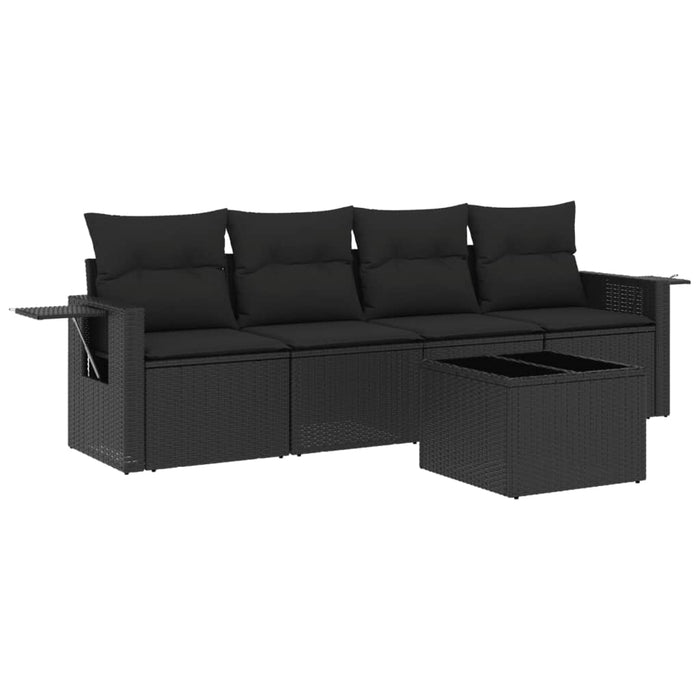 Set mobilier de grădină cu perne, 5 piese, negru, poliratan - WALTI WALTI