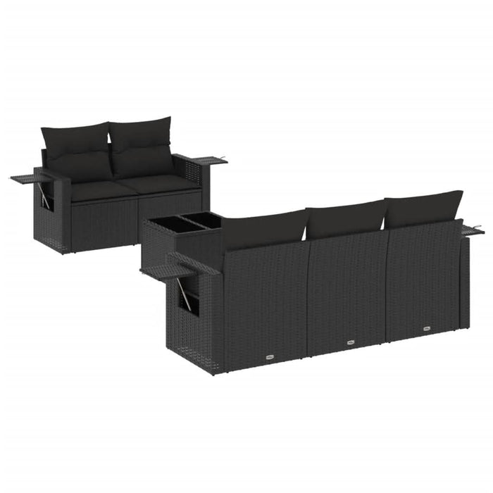 Set mobilier de grădină cu perne, 6 piese, negru, poliratan - WALTI WALTI