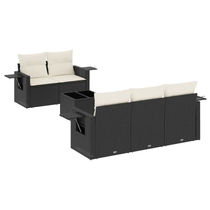 Set mobilier de grădină cu perne, 6 piese, negru, poliratan - WALTI WALTI