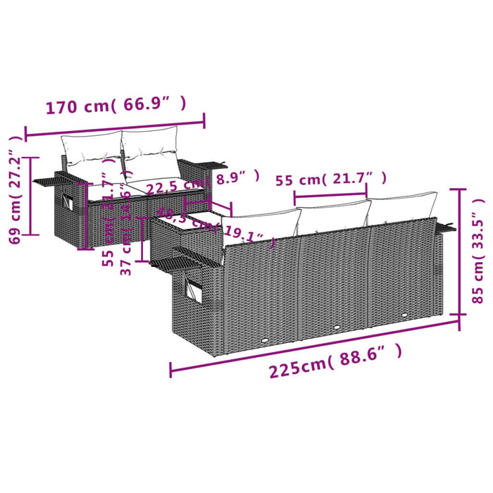 Set mobilier de grădină cu perne, 6 piese, negru, poliratan - WALTI WALTI