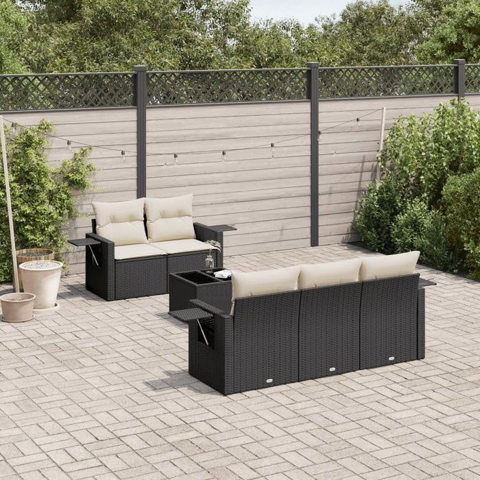Set mobilier de grădină cu perne, 6 piese, negru, poliratan - WALTI WALTI