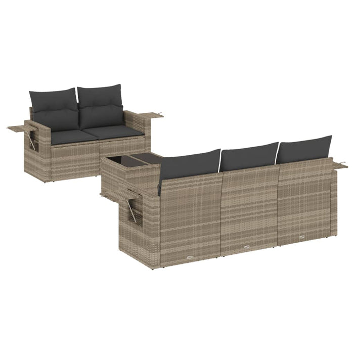 Set canapele de grădină cu perne, 6 piese gri deschis poliratan - WALTI WALTI