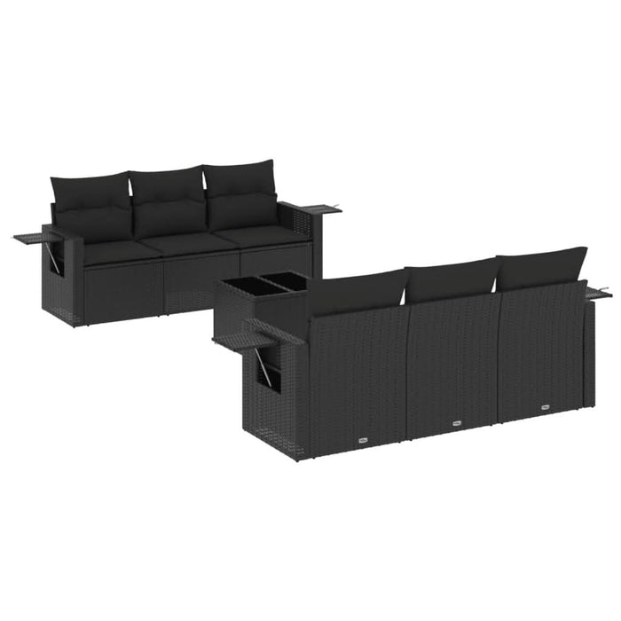 Set canapele de grădină cu perne, 7 piese, negru, poliratan - WALTI WALTI