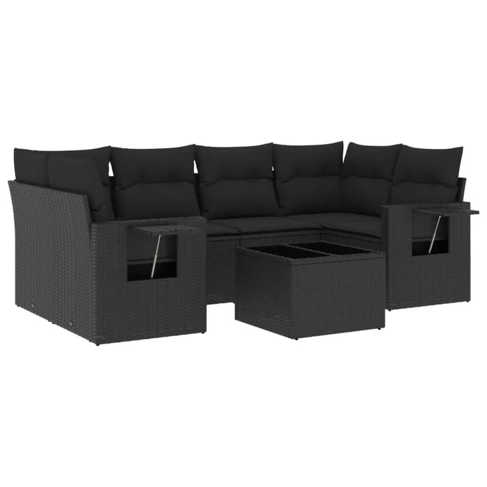 Set canapele de grădină cu perne, 7 piese, negru, poliratan - WALTI WALTI