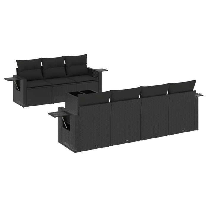 Set mobilier de grădină cu perne, 8 piese, negru, poliratan - WALTI WALTI