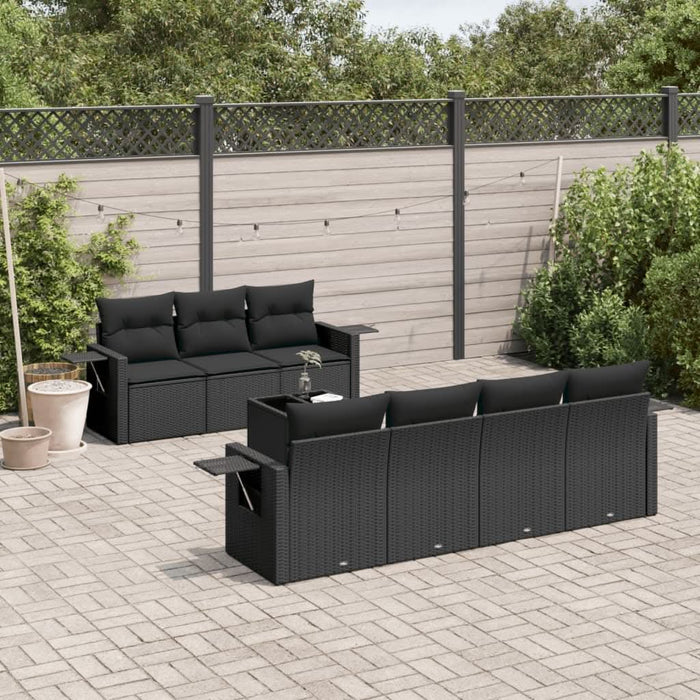 Set mobilier de grădină cu perne, 8 piese, negru, poliratan - WALTI WALTI