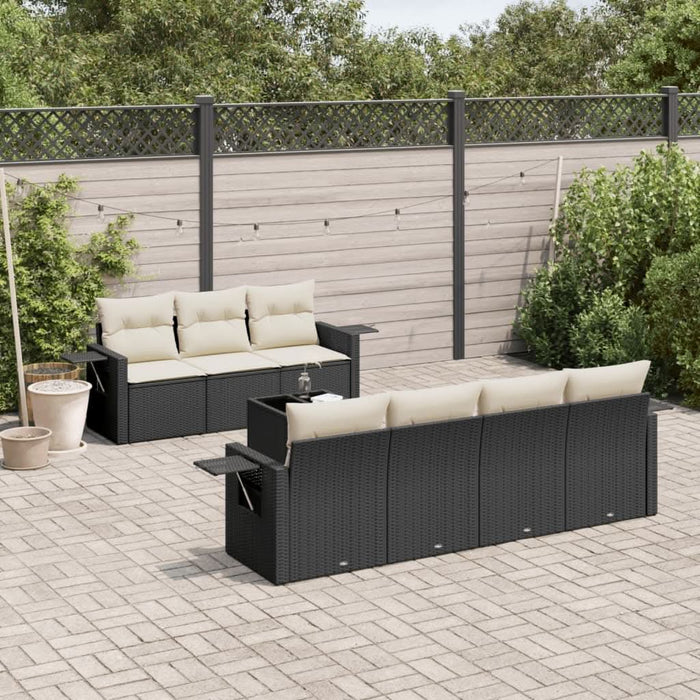 Set mobilier de grădină cu perne, 8 piese, negru, poliratan - WALTI WALTI