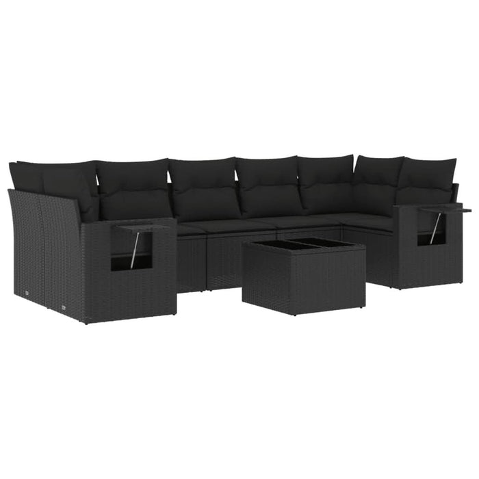 Set mobilier de grădină cu perne, 8 piese, negru, poliratan - WALTI WALTI