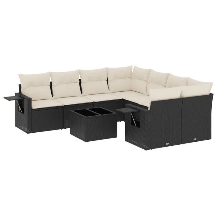 Set mobilier de grădină cu perne, 9 piese, negru, poliratan - WALTI WALTI