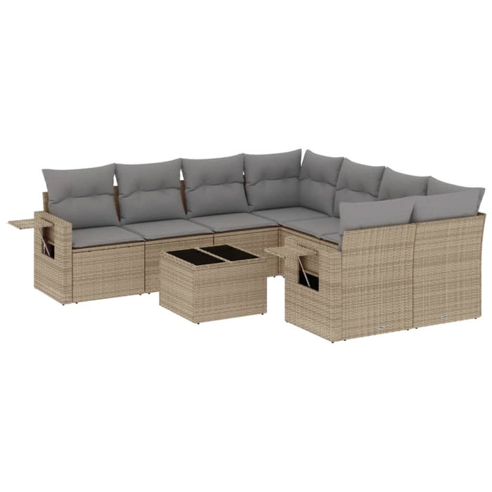 Set canapele de grădină, 9 piese, cu perne, bej, poliratan - WALTI WALTI