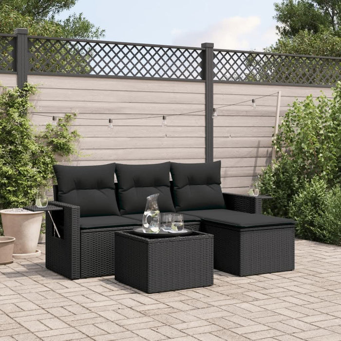 Set mobilier de grădină cu perne, 4 piese, negru, poliratan - WALTI WALTI