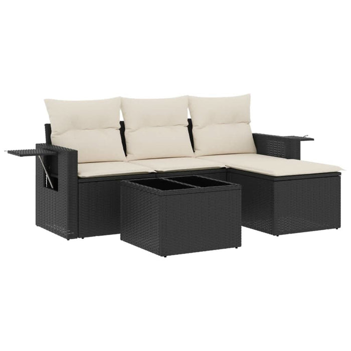 Set mobilier de grădină cu perne, 4 piese, negru, poliratan - WALTI WALTI