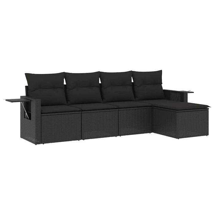 Set mobilier de grădină cu perne, 5 piese, negru, poliratan - WALTI WALTI