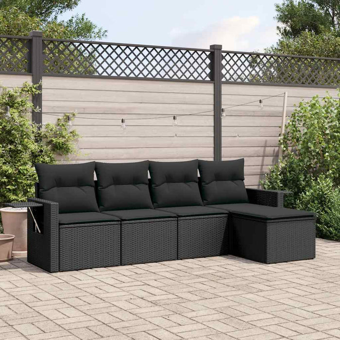 Set mobilier de grădină cu perne, 5 piese, negru, poliratan - WALTI WALTI
