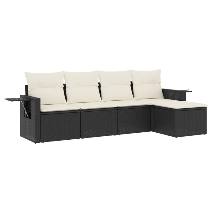 Set mobilier de grădină cu perne, 5 piese, negru, poliratan - WALTI WALTI