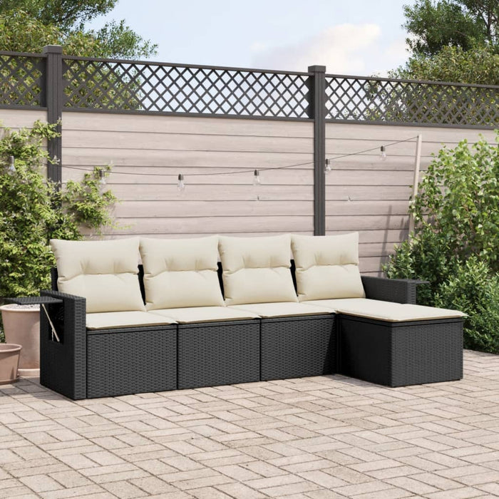 Set mobilier de grădină cu perne, 5 piese, negru, poliratan - WALTI WALTI