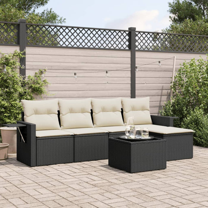 Set mobilier de grădină cu perne, 6 piese, negru, poliratan - WALTI WALTI