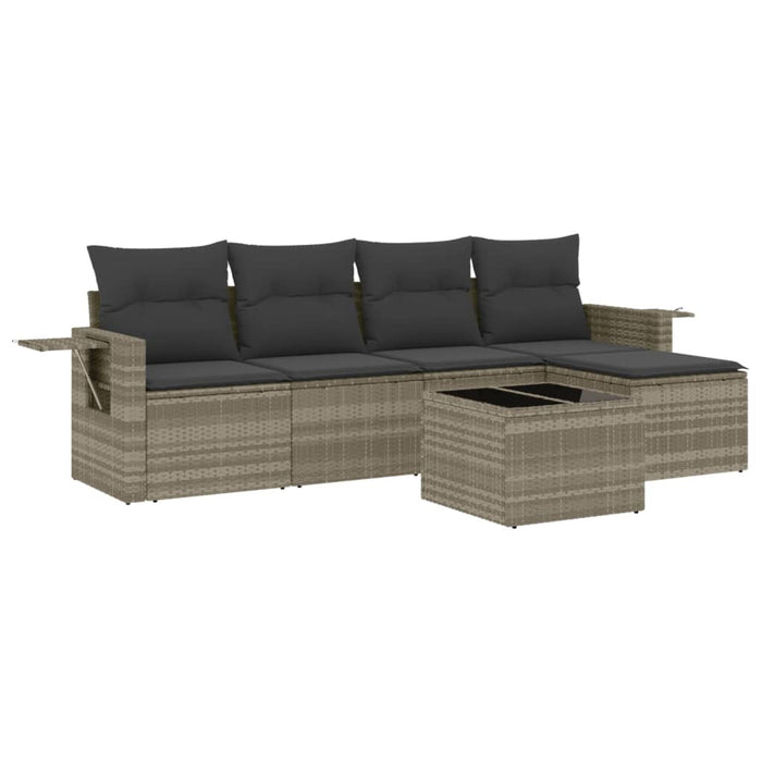 Set canapele de grădină cu perne, 6 piese gri deschis poliratan WALTI