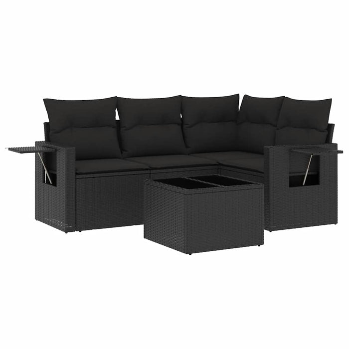 Set mobilier de grădină cu perne, 5 piese, negru, poliratan - WALTI WALTI