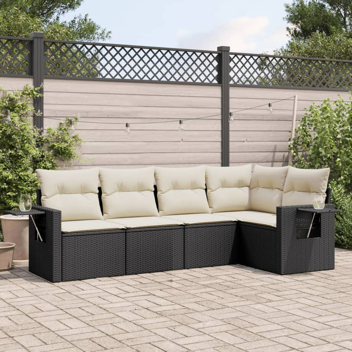Set mobilier de grădină cu perne, 5 piese, negru, poliratan - WALTI WALTI