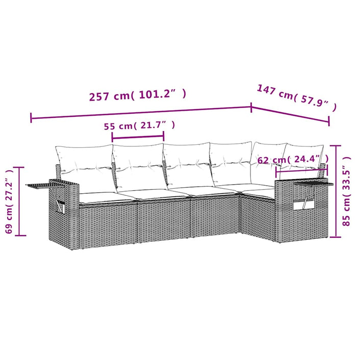 Set canapele de grădină cu perne, 5 piese gri deschis poliratan - WALTI WALTI