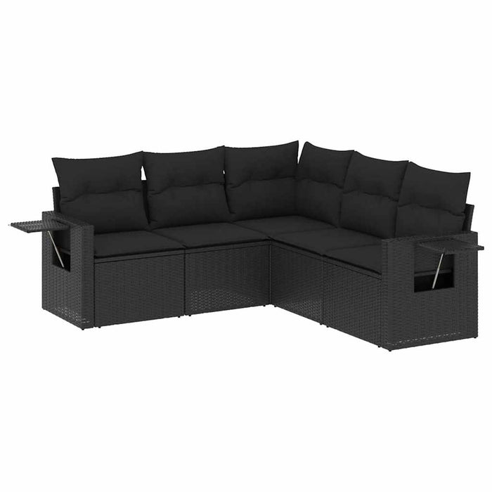 Set mobilier de grădină cu perne, 5 piese, negru, poliratan - WALTI WALTI