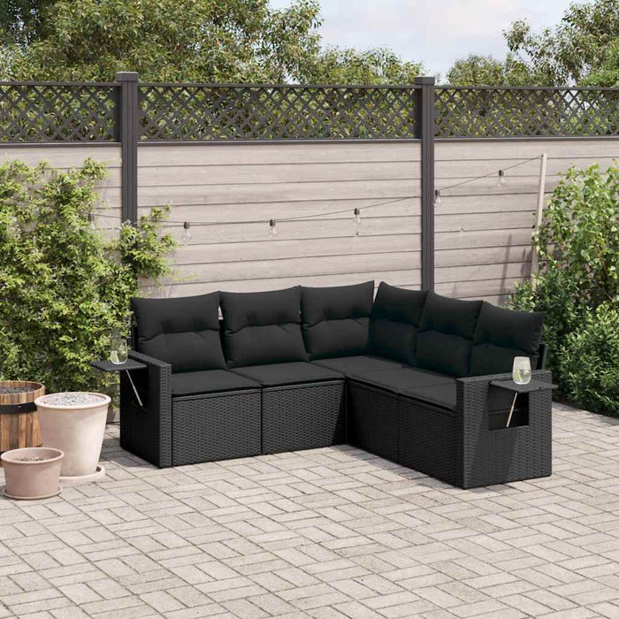 Set mobilier de grădină cu perne, 5 piese, negru, poliratan - WALTI WALTI